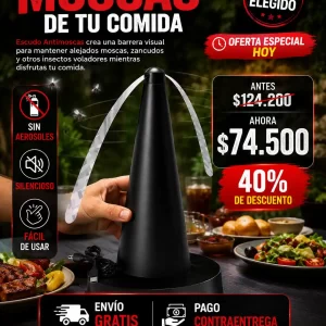 Tu comida libre de moscas. Disfruta tranquilo al aire libre con nuestro escudo invisible.