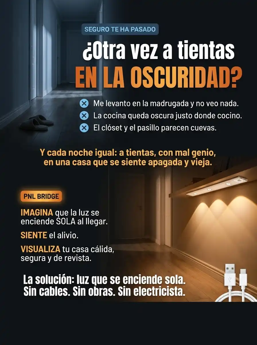 Lámpara LED 40cm recargable con sensor de movimiento, control remoto y 3 tonos de luz (cálida, fría, tenue).