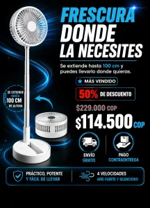 Ventilador Trípode Plegable Recargable: Frescura Sin Cables.